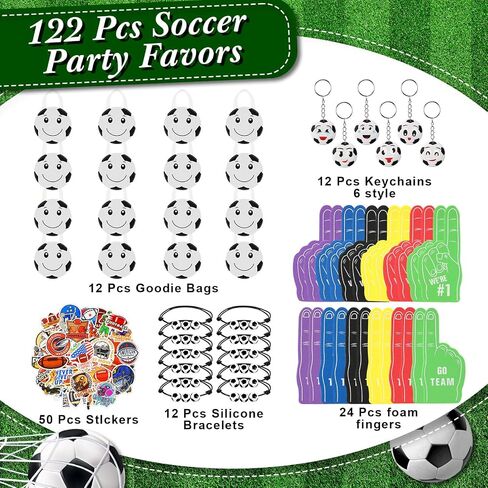Maxdot 122 PCS Soccer Party Favors مجموعة خدمة 12 كرة قدم غير منسوجة حقائب Goodi in Kuwait