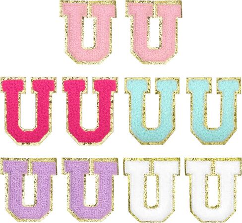 MECCANIXITY Chenille Letter Patches 2.2" Self Adhesive Alphabet K Stick on Embroidered Patch Sew on Letter Stickers Applique for Repairing Clothing Jeans Shoes Hats (Multicolored, Pack of 10) in Saudi Arabia