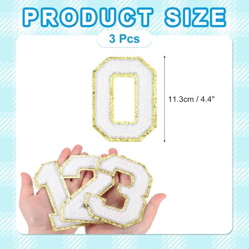 Meccanixity chenille number patches 4.4 "لاصقة ذاتية رقم 6 الحديد على التصحيح المطرزة خياطة على ملصقات رسائل تزيين لإصلاح حذاء جينز الملابس قبعات DIY (أبيض ، حزمة 3) in Saudi Arabia