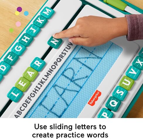 Fisher-Price Preprice Preschool Learning Toy Alpha Slide Conster الرسم والكتابة اللوحي مع بلاط تتبع الرسائل للأطفال الذين تتراوح أعمارهم بين 3 سنوات in Saudi Arabia