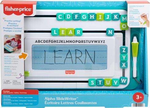 Fisher-Price Preprice Preschool Learning Toy Alpha Slide Conster الرسم والكتابة اللوحي مع بلاط تتبع الرسائل للأطفال الذين تتراوح أعمارهم بين 3 سنوات in Saudi Arabia