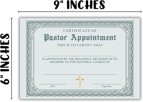 شهادة موعد القس 12PK 6x9 "Cardstock New Church Member Gener in Kuwait