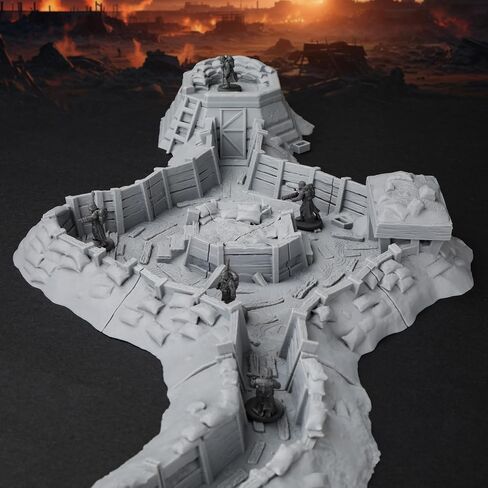 AUSPDICE RPG Terrain AF695 مجموعة خندق - وضع دفاعي معياري لتخطيطات خريطة DND ، وملحقات Wargame ، وجدران الأبراج المحصنة ، وألعاب RPG المصغرة من 28 مم إلى 32 مم in Saudi Arabia