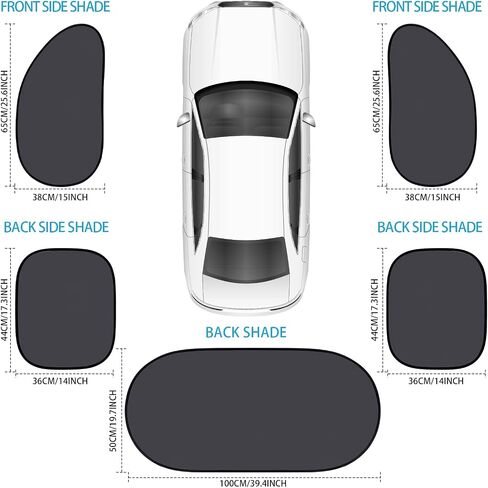 7 Pieces Car Sun Shade Medium Car Windshield Sunshade Set Includes 3 Front Rear Sun Visor for Car Windshield, 4 Side Window Sun Shade Uv Rays Sun Visor Protector with 12 Suckers for Automotive Vehicle in Saudi Arabia