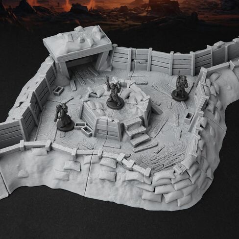 AUSPDICE RPG Terrain AF695 مجموعة خندق - وضع دفاعي معياري لتخطيطات خريطة DND ، وملحقات Wargame ، وجدران الأبراج المحصنة ، وألعاب RPG المصغرة من 28 مم إلى 32 مم in Saudi Arabia