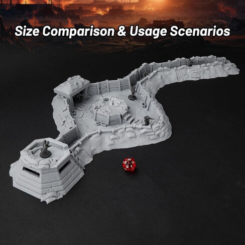 AUSPDICE RPG Terrain AF695 مجموعة خندق - وضع دفاعي معياري لتخطيطات خريطة DND ، وملحقات Wargame ، وجدران الأبراج المحصنة ، وألعاب RPG المصغرة من 28 مم إلى 32 مم in Saudi Arabia