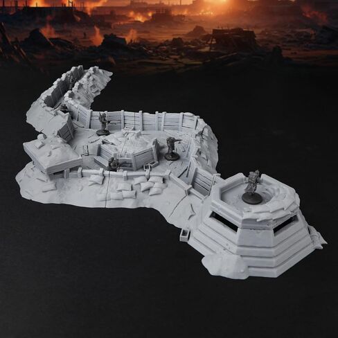 AUSPDICE RPG Terrain AF695 مجموعة خندق - وضع دفاعي معياري لتخطيطات خريطة DND ، وملحقات Wargame ، وجدران الأبراج المحصنة ، وألعاب RPG المصغرة من 28 مم إلى 32 مم in Saudi Arabia