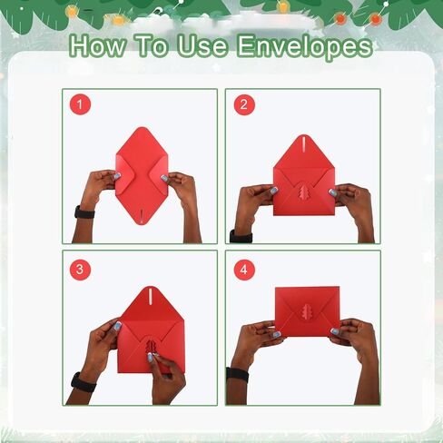 20 Pack 4x6 Envelopes, A4 Thick Paper Envelopes with Xmas Tree Clasp, Invitation Envelopes for Holiday Party (Christmas Red/Green) in Kuwait