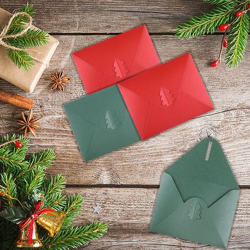 20 Pack 4x6 Envelopes, A4 Thick Paper Envelopes with Xmas Tree Clasp, Invitation Envelopes for Holiday Party (Christmas Red/Green) in Kuwait