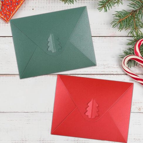 20 Pack 4x6 Envelopes, A4 Thick Paper Envelopes with Xmas Tree Clasp, Invitation Envelopes for Holiday Party (Christmas Red/Green) in Kuwait