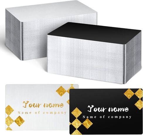 300 Pcs Metal Business Card Blanks, Black & Silver Aluminum Business Cards for Laser Engraving, 0.01 Inch Thickness Multipurpose Customizable Aluminium Cards, 3.4 x 2.1 Inch in Saudi Arabia