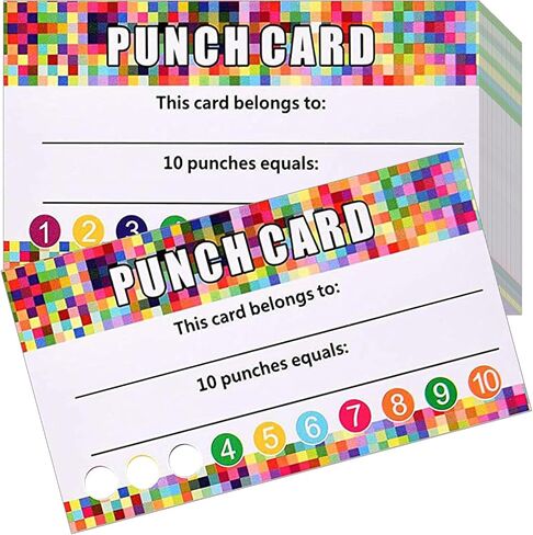 200 PCS Punch Cards for Classroom ، Loyalty Punch Cards for Small Business ، يجب على المعلم أن يحرز اللوازم التعليمية (مربع متعدد الألوان) in Kuwait