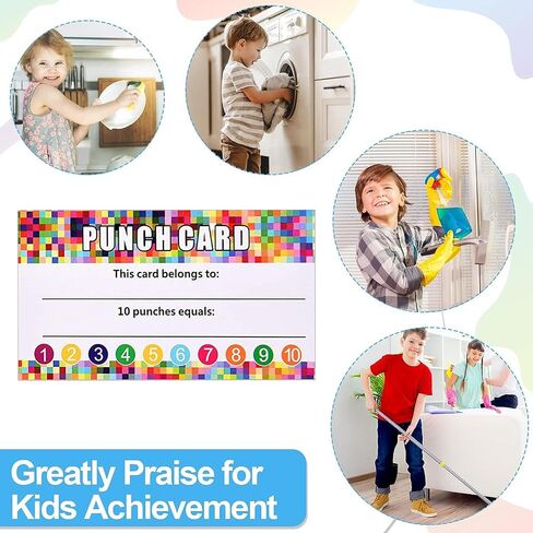 200 PCS Punch Cards for Classroom ، Loyalty Punch Cards for Small Business ، يجب على المعلم أن يحرز اللوازم التعليمية (مربع متعدد الألوان) in Kuwait