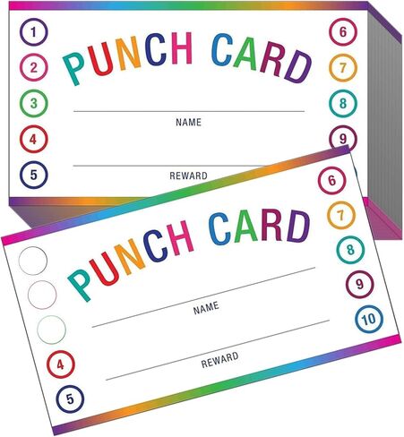 200 PCS Punch Cards for Classroom ، Loyalty Punch Cards for Small Business ، يجب على المعلم أن يحرز اللوازم التعليمية (مربع متعدد الألوان) in Kuwait