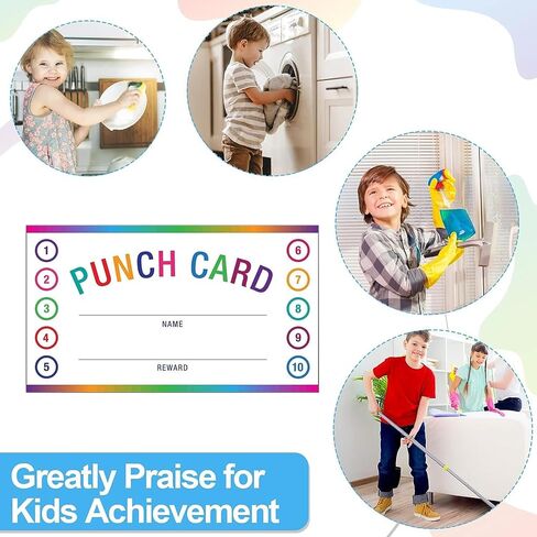200 PCS Punch Cards for Classroom ، Loyalty Punch Cards for Small Business ، يجب على المعلم أن يحرز اللوازم التعليمية (مربع متعدد الألوان) in Kuwait