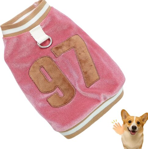 Dog & Cat Jersey ، ملابس الحيوانات الأليفة للكلاب والقطط ， الرقم 97 ، قميص بلوز من القطن الدافئ الناعم لفصل الخريف والشتاء ، قميص رياضة الحيوانات الأليفة المريحة المتنفرة ، ارتداء متين في الهواء الطلق (الوردي ، xlarge) in Kuwait