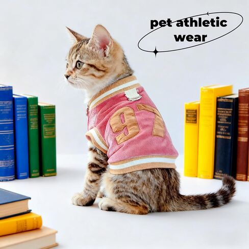 Dog & Cat Jersey ، ملابس الحيوانات الأليفة للكلاب والقطط ， الرقم 97 ، قميص بلوز من القطن الدافئ الناعم لفصل الخريف والشتاء ، قميص رياضة الحيوانات الأليفة المريحة المتنفرة ، ارتداء متين في الهواء الطلق (الوردي ، xlarge) in Kuwait