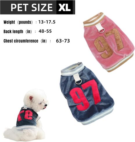 Dog & Cat Jersey ، ملابس الحيوانات الأليفة للكلاب والقطط ， الرقم 97 ، قميص بلوز من القطن الدافئ الناعم لفصل الخريف والشتاء ، قميص رياضة الحيوانات الأليفة المريحة المتنفرة ، ارتداء متين في الهواء الطلق (الوردي ، xlarge) in Kuwait