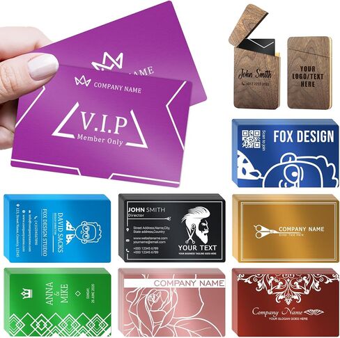 Custom Metal Business Cards 30-1000PCS, 0.45mm Laser Engraved Aluminum Business Cards Customizable Double-Sided, Waterproof Personalized VIP Company Cards for Business Corporate Promotion in Kuwait