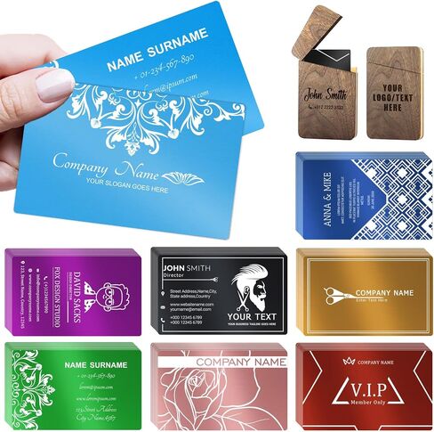 Custom Metal Business Cards 30-1000PCS, 0.45mm Laser Engraved Aluminum Business Cards Customizable Double-Sided, Waterproof Personalized VIP Company Cards for Business Corporate Promotion in Kuwait