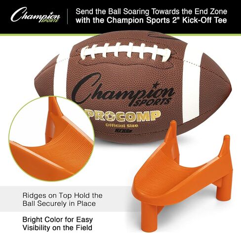 Champion Sports Extra-Point Kicking Tee for Kickoff Practice, 2" Black - Ball Holder Tees for Footballs - Kicking Block and Accessories for Adults, Kids, Coaches in Kuwait
