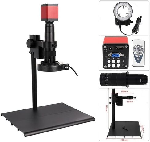 Microscope Kit HDMI VGA 48MP 4K USB Digital Video Monocular Microscope Camera Continues Zoom 180x C-Mount Mount Adapters in Saudi Arabia
