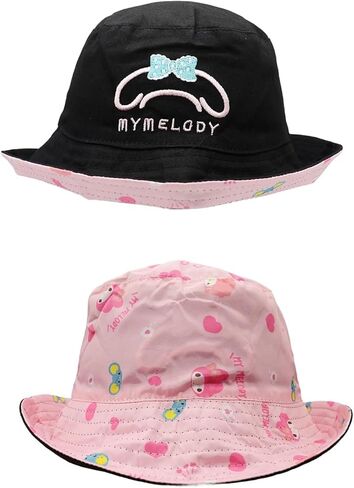 قبعة دلو Kawaii Kitty للنساء، قطن مطبوعة مزدوجة الجانب، قبعة دلو قابلة للعكس، قبعة صيد خفيفة الوزن عصرية، قبعة شمس in Kuwait
