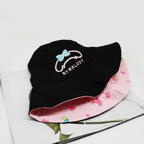 قبعة دلو Kawaii Kitty للنساء، قطن مطبوعة مزدوجة الجانب، قبعة دلو قابلة للعكس، قبعة صيد خفيفة الوزن عصرية، قبعة شمس in Kuwait
