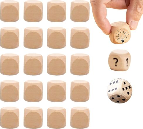 20 PCS النرد الخشبي فارغ ، 6 جوانب زهر فارغة DICE DIY DICES Round Corner Cube Dices for Wooden Craft Craft Diy and Pirfies Supplies ، 0.6 " in Saudi Arabia