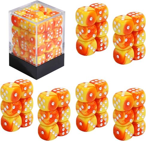 Sixpoints 36pcs 12mm/0.47inch Mini Dice Set ، مجموعة ألوان D6 Dice Set ، 6 درجات قياسية من جانب MTG ، DND ، Yahtzee ، Bunco أو تعليم لعبة لوحة الرياضيات ، مع صندوق بلاستيكي محمول (دوامة زرقاء حمراء داكنة) in Saudi Arabia