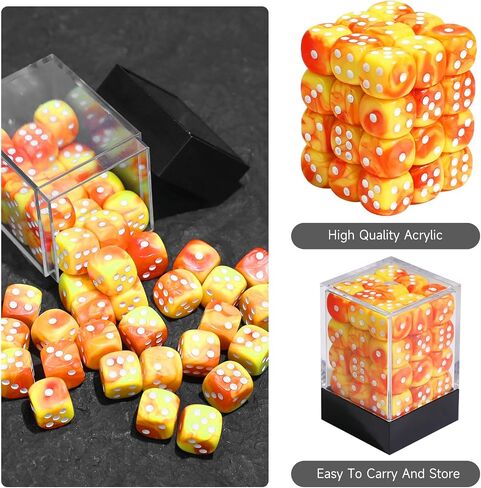 Sixpoints 36pcs 12mm/0.47inch Mini Dice Set ، مجموعة ألوان D6 Dice Set ، 6 درجات قياسية من جانب MTG ، DND ، Yahtzee ، Bunco أو تعليم لعبة لوحة الرياضيات ، مع صندوق بلاستيكي محمول (دوامة زرقاء حمراء داكنة) in Saudi Arabia