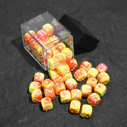 Sixpoints 36pcs 12mm/0.47inch Mini Dice Set ، مجموعة ألوان D6 Dice Set ، 6 درجات قياسية من جانب MTG ، DND ، Yahtzee ، Bunco أو تعليم لعبة لوحة الرياضيات ، مع صندوق بلاستيكي محمول (دوامة زرقاء حمراء داكنة) in Saudi Arabia