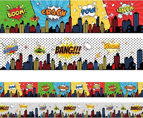 67ft Super Theme Hero Bulletin Board Borders Stickers Super Theme Hero Bulletin Board Decorations Hero Themed Border Stickers Holiday Borders for School Classroom Office Party Wall Decor in Saudi Arabia