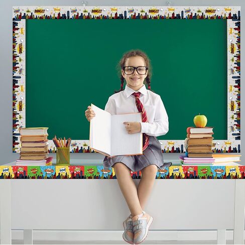 67ft Super Theme Hero Bulletin Board Borders Stickers Super Theme Hero Bulletin Board Decorations Hero Themed Border Stickers Holiday Borders for School Classroom Office Party Wall Decor in Saudi Arabia