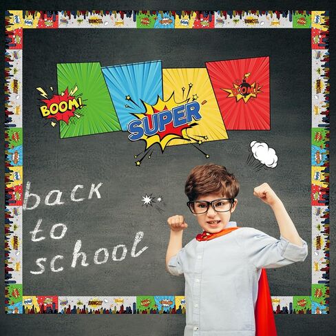 67ft Super Theme Hero Bulletin Board Borders Stickers Super Theme Hero Bulletin Board Decorations Hero Themed Border Stickers Holiday Borders for School Classroom Office Party Wall Decor in Saudi Arabia