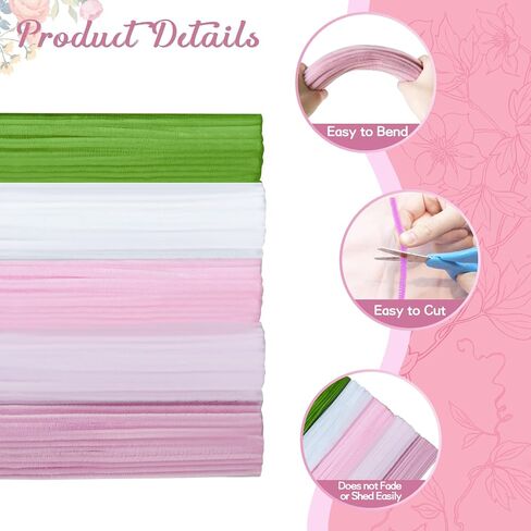 500 PCS أنابيب منظفات الحرف ، والسيقان الكثيفة الغامضة في تشينيل لمجموعة صناعة الزهور DIY ، والمنظفات الأنابيب بشكل كبير للفنون والحرف ديكورات مشاريع DIY ، مع أسلاك الأزهار تنبع ، وأشرطة الأزهار ، وأسلاك الزهرة in Kuwait