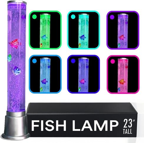 Fish Lamp Sensory Bubble Tube Bubble Lamps Aquarium Night Light 6 LED Color Changing Sensory Tubes Table Lamp Lava Bedroom Lamps Home Decor Desk Fake Fish Tank Birthday Gifts for Women Men 1.9FT in Saudi Arabia