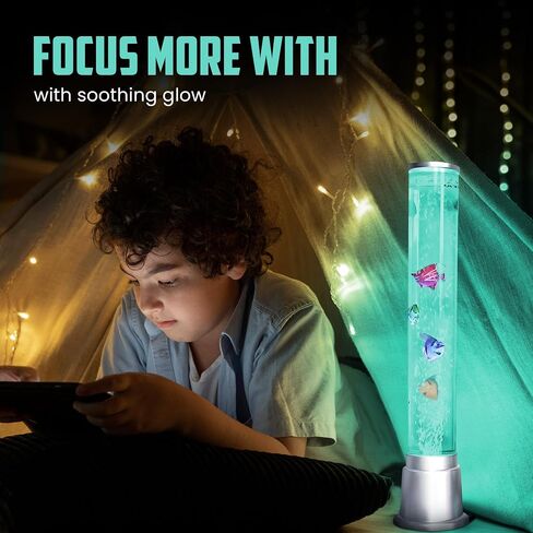 Fish Lamp Sensory Bubble Tube Bubble Lamps Aquarium Night Light 6 LED Color Changing Sensory Tubes Table Lamp Lava Bedroom Lamps Home Decor Desk Fake Fish Tank Birthday Gifts for Women Men 1.9FT in Saudi Arabia