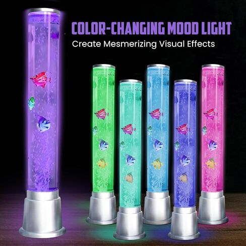 Fish Lamp Sensory Bubble Tube Bubble Lamps Aquarium Night Light 6 LED Color Changing Sensory Tubes Table Lamp Lava Bedroom Lamps Home Decor Desk Fake Fish Tank Birthday Gifts for Women Men 1.9FT in Saudi Arabia