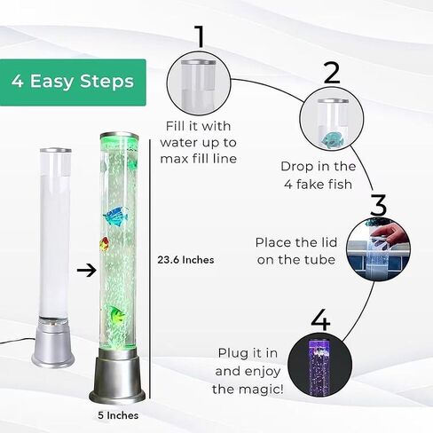 Fish Lamp Sensory Bubble Tube Bubble Lamps Aquarium Night Light 6 LED Color Changing Sensory Tubes Table Lamp Lava Bedroom Lamps Home Decor Desk Fake Fish Tank Birthday Gifts for Women Men 1.9FT in Saudi Arabia