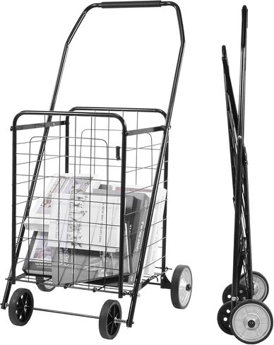 Foldable Shopping Cart with Wheels, Heavy Duty Collapsible Utility Cart for Groceries, Laundry & Travel in Saudi Arabia