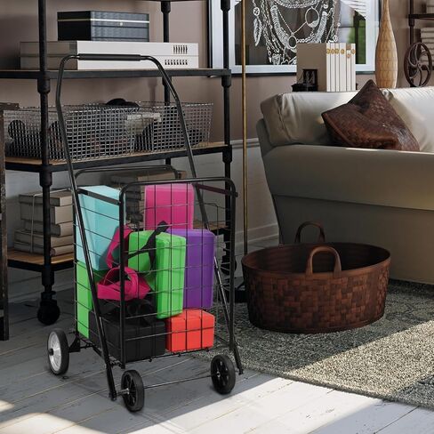 Foldable Shopping Cart with Wheels, Heavy Duty Collapsible Utility Cart for Groceries, Laundry & Travel in Saudi Arabia