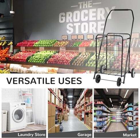 Foldable Shopping Cart with Wheels, Heavy Duty Collapsible Utility Cart for Groceries, Laundry & Travel in Saudi Arabia