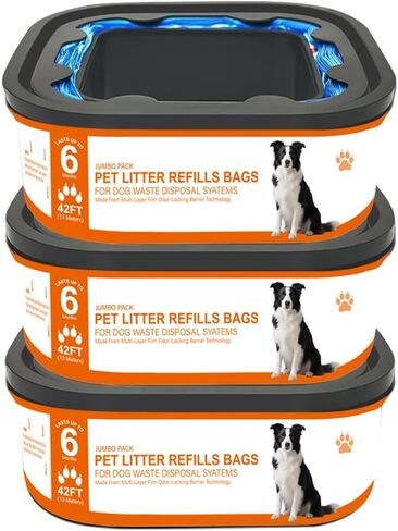 42 قدمًا من حقائب النفايات التي تعيد ملء Jumbo متوافقة مع كلاب الحيوانات الأليفة Genie Dog Disposal System Pails ، ما يصل إلى 6 أشهر من الإمداد ، أكياس Evoh Ultimate Odor Control Dog Dog ، 3 عبوة in Kuwait