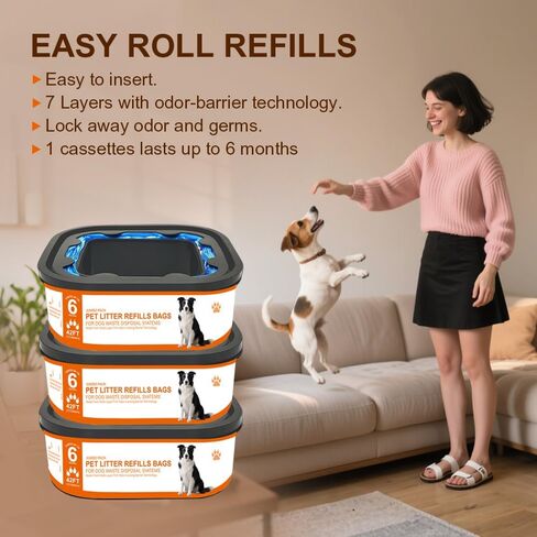 42 قدمًا من حقائب النفايات التي تعيد ملء Jumbo متوافقة مع كلاب الحيوانات الأليفة Genie Dog Disposal System Pails ، ما يصل إلى 6 أشهر من الإمداد ، أكياس Evoh Ultimate Odor Control Dog Dog ، 3 عبوة in Kuwait