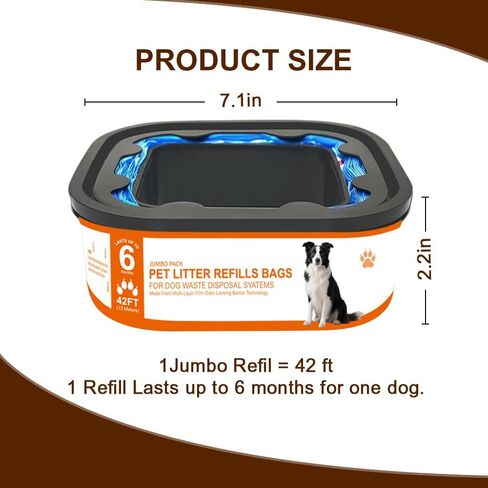 42 قدمًا من حقائب النفايات التي تعيد ملء Jumbo متوافقة مع كلاب الحيوانات الأليفة Genie Dog Disposal System Pails ، ما يصل إلى 6 أشهر من الإمداد ، أكياس Evoh Ultimate Odor Control Dog Dog ، 3 عبوة in Kuwait
