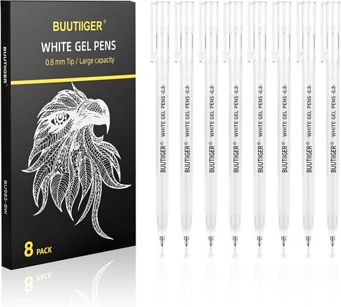 7 Pack White Acrylic Ink Pens, Gold & Black Acrylic Paint Markers, 0.5mm 1.0mm Fine Gel Pens, Dual-Tip Opaque Paint Pens for Drawing on Dark Paper, Sketching, Lettering, Rock, Ceramic, Glass & Fabric in Saudi Arabia