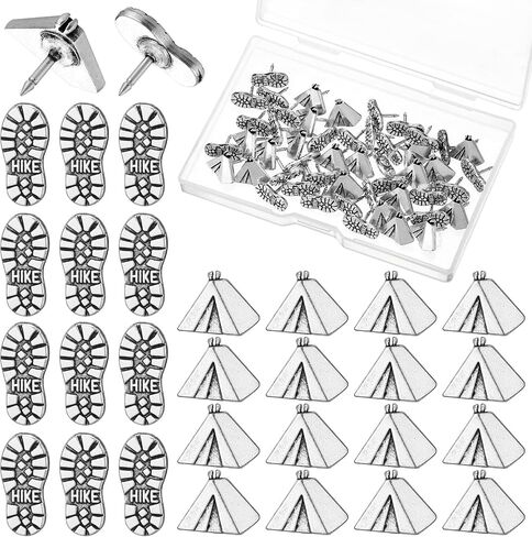 50 PCS المشي لمسافات طويلة خريطة الحذاء دبابيس ويدافع للخيمة لخريطة السفر الفضية تزيين التخييم تحت عنوان إبهام هدايا العربة الجداول لزخارف جدار لوحة الفلين in Saudi Arabia