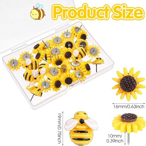 30 Pcs Sunflower Bee Push Pins Bee Shaped Craft Embellishment Decorative Resin Decorative Flower Cork Board Tacks Thumb Tack for Cork Board Office Home Decoration Feature Wall Photo Wall Bulletin Boar in Saudi Arabia