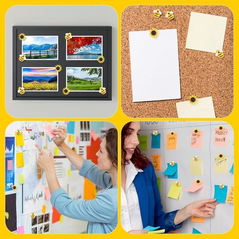 30 Pcs Sunflower Bee Push Pins Bee Shaped Craft Embellishment Decorative Resin Decorative Flower Cork Board Tacks Thumb Tack for Cork Board Office Home Decoration Feature Wall Photo Wall Bulletin Boar in Saudi Arabia